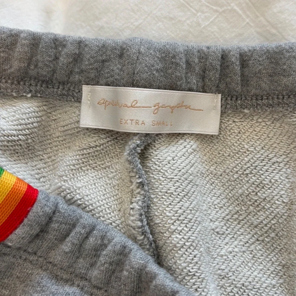 Spiritual Gangster Womens Gray Rainbow Stripe French Terry Shorts XS Raw Hem - Picture 5 of 7